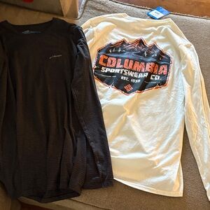 Columbia Men's Black and Cream Long Sleeve Tees